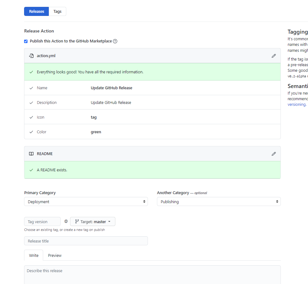 GitHub ReleaseからDraft Releaseを作成する画面