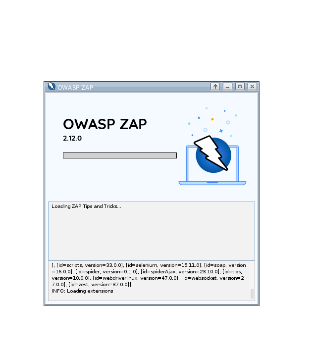 OWASP ZAP Web GUIのスプラッシュ画面