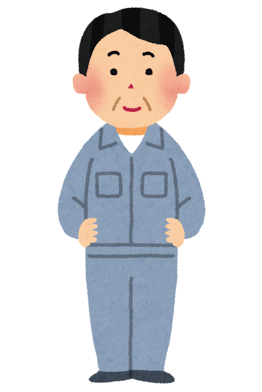 工務店のCMをイメージしたおじさんのイラスト