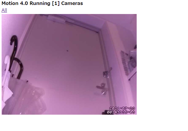 motionのストリーム配信をブラウザで視聴している画面