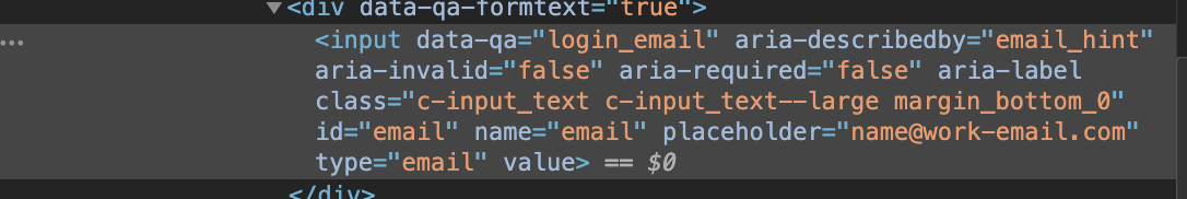 Slackログインフォームのhtml要素検証:email・password・signin_btnのID確認