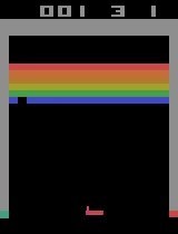 Kerasで学習させたDQNによるブロック崩しの実行画面