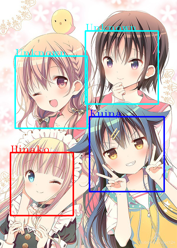 ひなこのーとイラストでのキャラクター認識結果その2