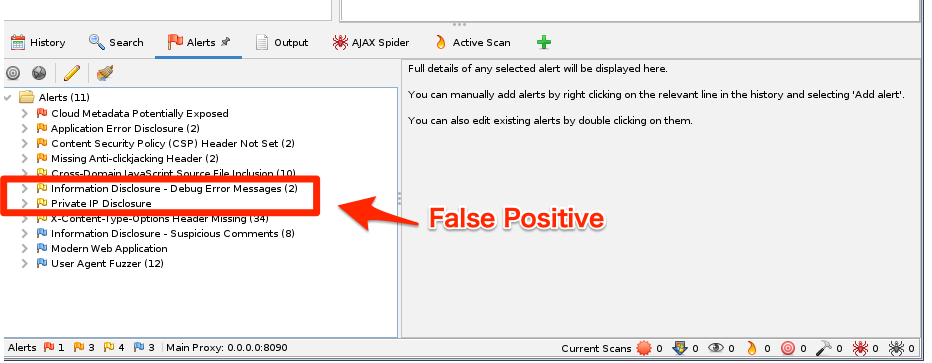 技術ブログのコンテンツが原因で誤検知が発生したスキャン結果画面