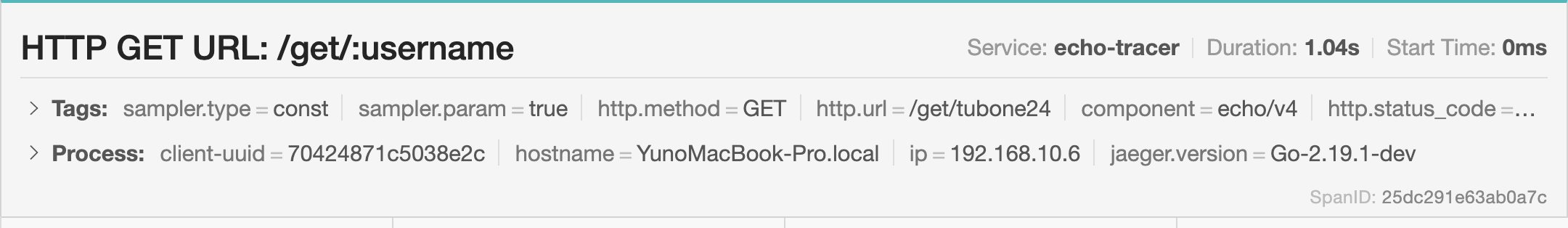 APIコールのレスポンスタイム1.04秒の詳細トレース