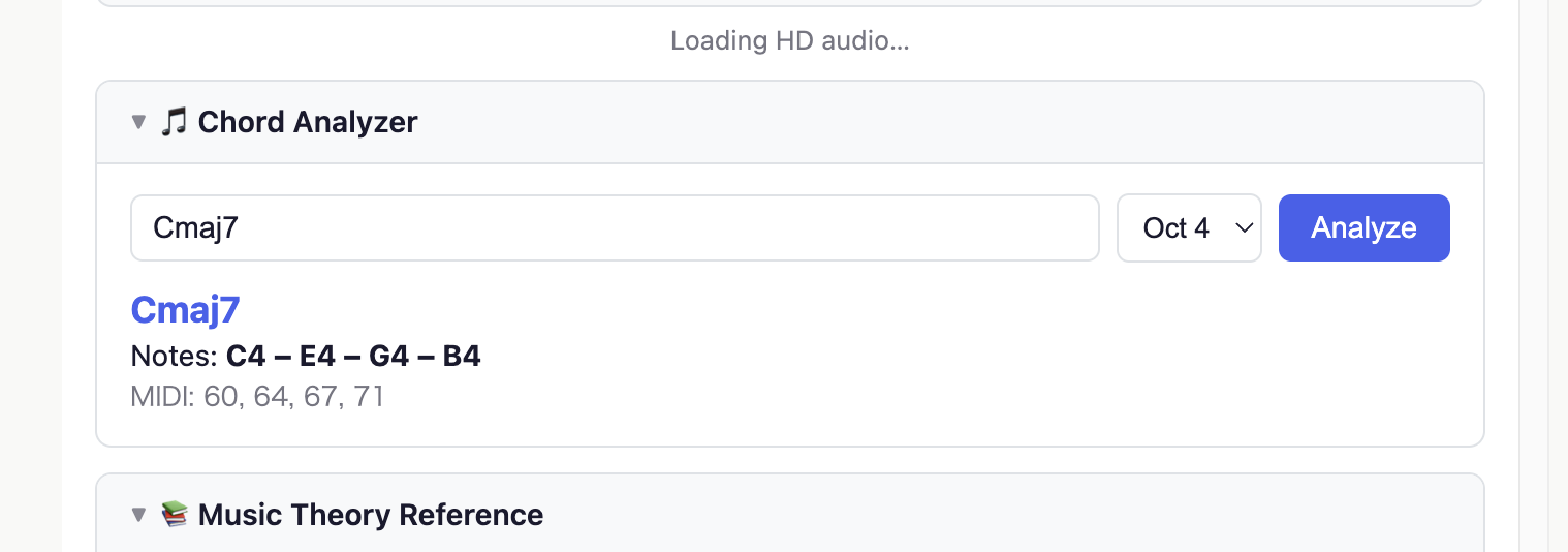 Chord Analyzerを実行している様子