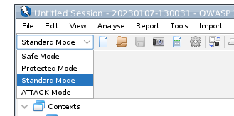 OWASP ZAPのAutomated Scanでターゲット設定とStandardモードを選択する画面