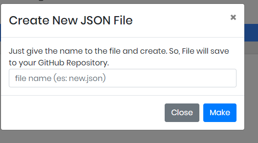 API With GitHubの新規JSONファイル作成画面