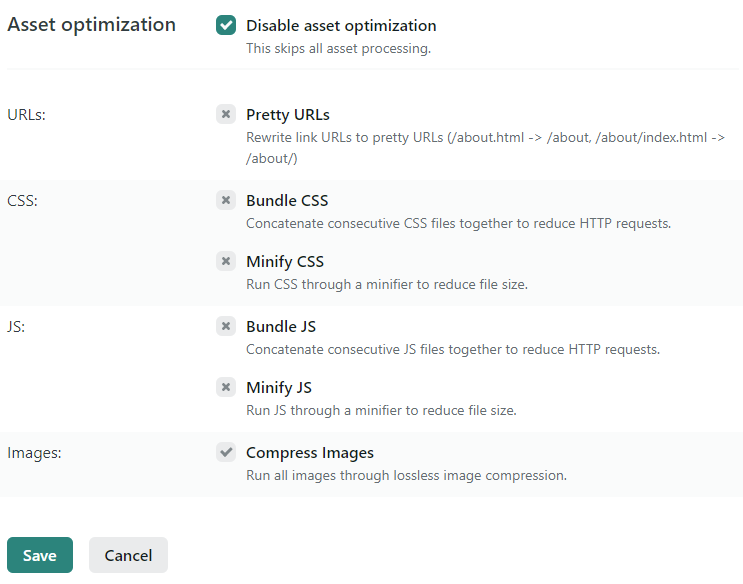 NetlifyのAsset optimization設定を無効化する画面