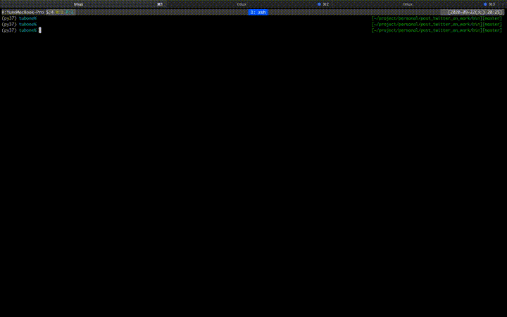 post_twitter_on_workでCLI上からTwitterを操作するデモ動画